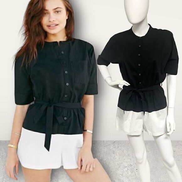 Alice Ritter Alice & UO Black & White Short Romper - Picture 1 of 6
